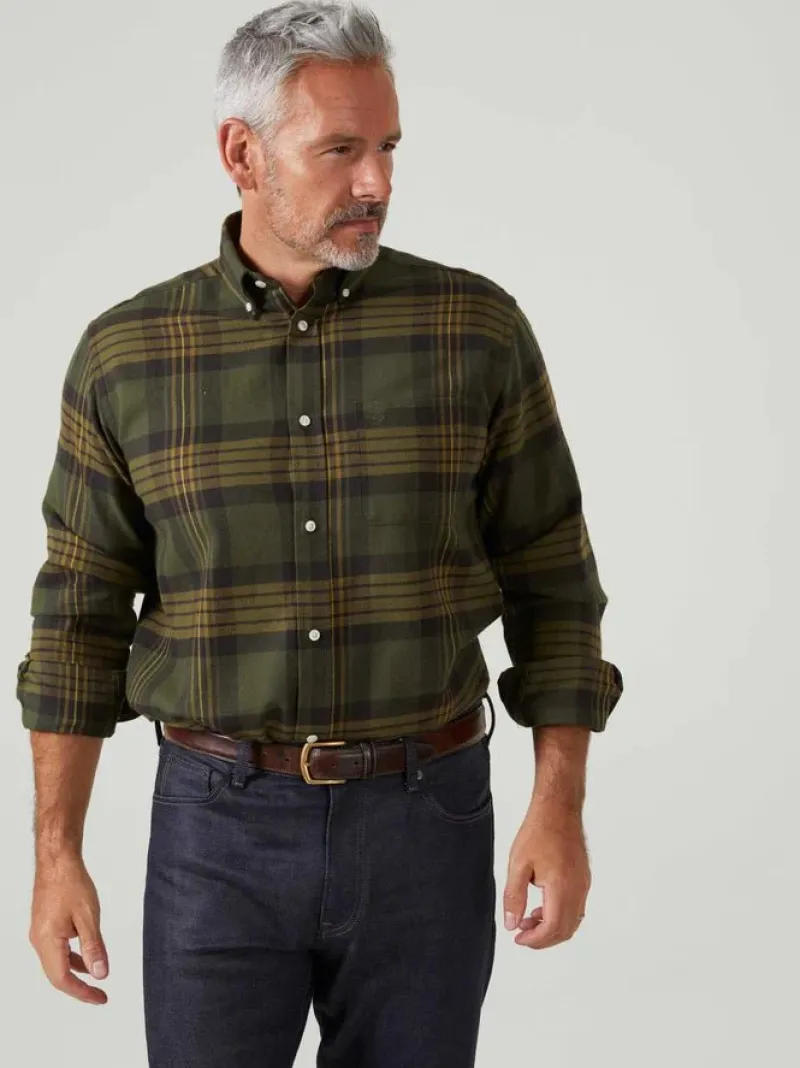 Alan Paine Shirts|Shirts & Tops<Ilkley Flannel Button Down Shirt - Shooting Fit