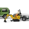 Bruder Toys<Land Rover Defender with Trailer, JCB Excavator & Man
