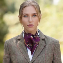 Clare Haggas Fine Art Country Accessories|Ties<Clare Haggas Here Come The Girls Game Birds Cravat Mulberry