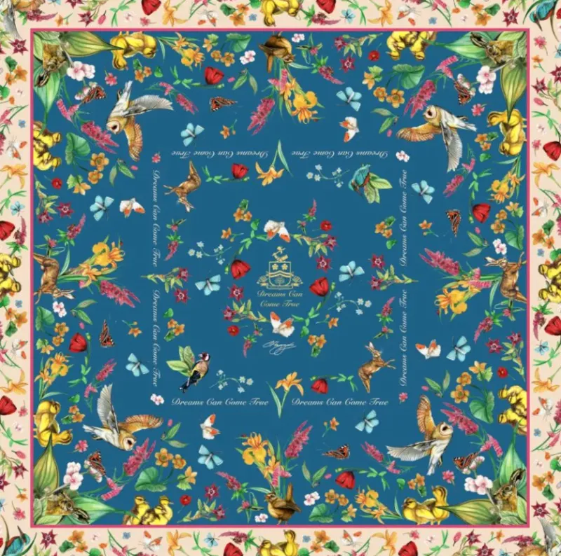 Clare Haggas FIne Art Scarves|Scarves<Clare Haggas Large Dreams Can Come True Prussian and Oyster