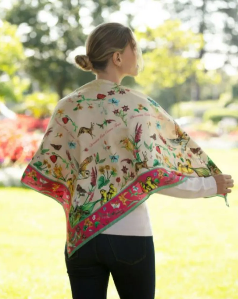 Clare Haggas FIne Art Scarves|Scarves<Clare Haggas Large Dreams Can Come True Large Square Oyster and Peony