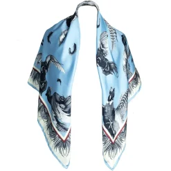 Clare Haggas FIne Art Scarves|Scarves<Clare Haggas Large Turf War Monochrome Blue