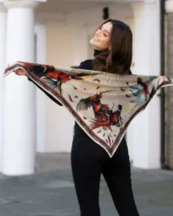 Clare Haggas FIne Art Scarves|Scarves<Clare Haggas Large Wing and a Prayer Large Champagne and Mulberry