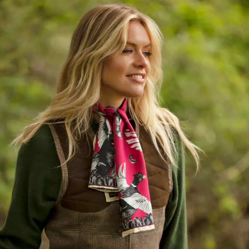 Clare Haggas Fine Art Scarves|Scarves<Clare Haggas Turf war Narrow Mono Cherise