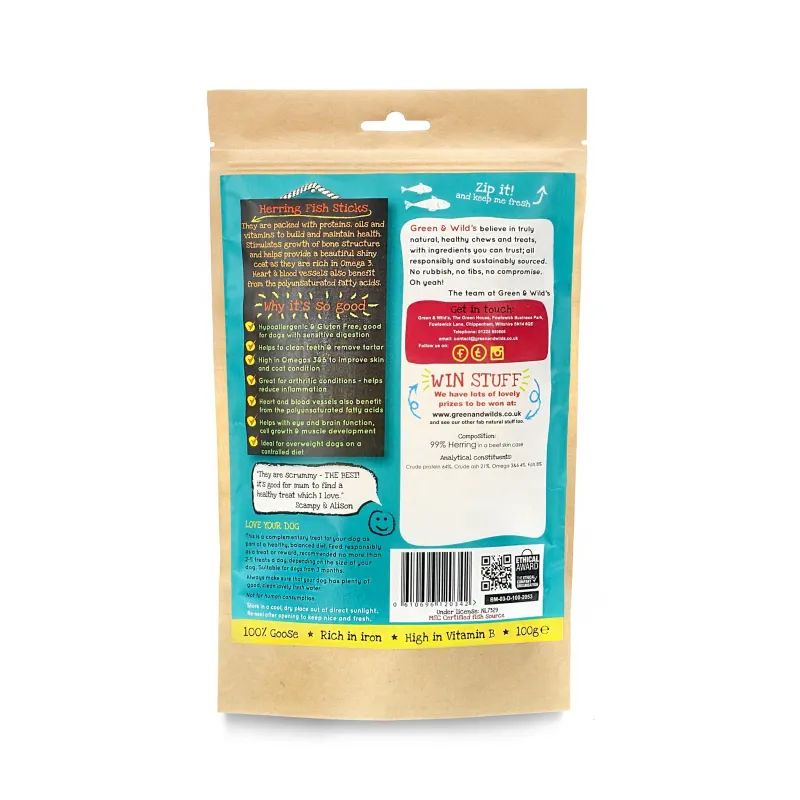 Green u0026 Wild's Dog Treats|Dog Treats<Green & Wild's Herring Fish Sticks