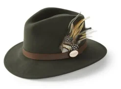 Hicks u0026 Brown Hats|Hats<Hicks & Brown Suffolk Fedora Hat Fawn Feather (Guinea & Pheasant Feather)