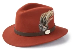 Hicks u0026 Brown Hats|Hats<Hicks & Brown Suffolk Fedora Hat Fawn Feather (Guinea & Pheasant Feather)