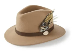 Hicks u0026 Brown Hats|Hats<Hicks & Brown Suffolk Fedora Hat Fawn Feather (Guinea & Pheasant Feather)